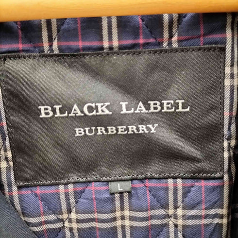バーバリーブラックレーベル BURBERRY BLACK LABEL 裏地 ノバチェック ライナー ガンフラップ付き ブラック ダブル バルマカーン ステンカラー コート メンズ import:L