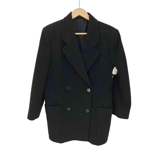 バーバリーズ BURBERRYS 80-90S OLD Cashmere Wool カシミア ウール ブラック ダブル チェスター コート レディース