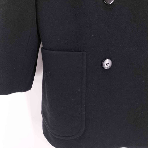 バーバリーズ BURBERRYS 80-90S OLD Cashmere Wool カシミア ウール ブラック ダブル チェスター コート レディース