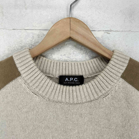 アーペーセー A.P.C. スエード 切替 ウール ニット セーター レディース S