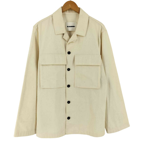 ジルサンダープラス JIL SANDER + 21SS ヘリンボーン オーバーサイズ ワーク シャツ ジャケット メンズ 44