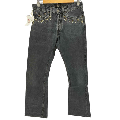 ダブルアールエルラルフローレン RRL RALPH LAUREN 一つ星 黒タグ USA製 Navajo studded button-fly denim pants ナバホ スタッズ ボタンフライ ウエスタン デニム パンツ メンズ 29/30
