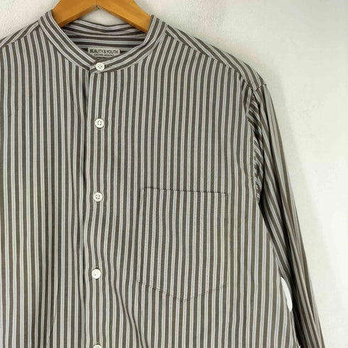 ビューティーアンドユースユナイテッドアローズ BEAUTY & YOUTH UNITED ARROWS ストライプ バンドカラー シャツ メンズ import:M