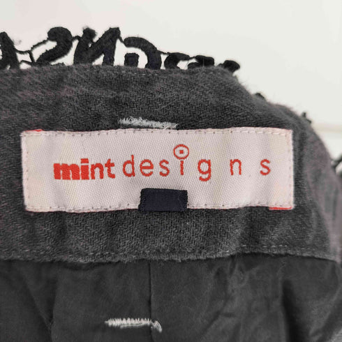 ミントデザインズ mintdesigns リネン100 フリル切替 デニム パンツ レディース