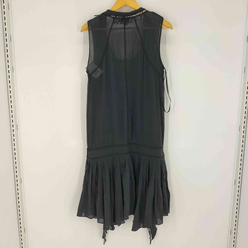 ダナキャランニューヨーク DKNY シルクブレンド プリーツ シアー ノースリーブ ワンピース レディース US:12