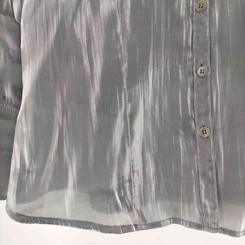90S USA製 サテン シアー オープンカラー 開襟 L/S シャツ レディース import:S