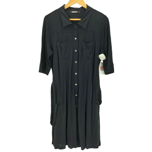 ダナキャランニューヨーク DKNY シルク シャツワンピース レディース import:L