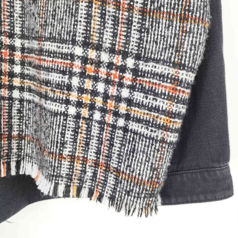 ザラ ZARA ニット切り替え 裾フリンジ デニム シャツ ジャケット レディース import:S