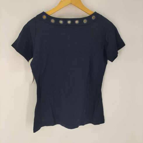 ダナキャランニューヨーク DKNY ハトメ 刺繍 ストレッチ カットソー レディース import:L