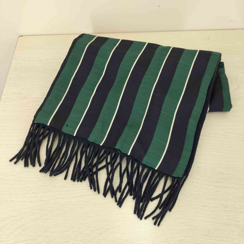 バーバリーロンドン BURBERRY LONDON 裏地シルク ストライプ フリンジ カシミヤマフラー メンズ