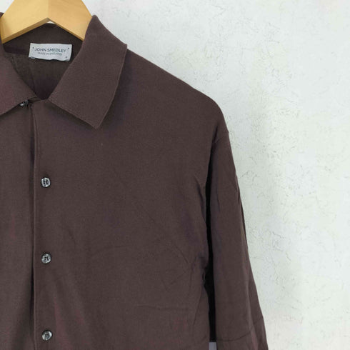 ジョンスメドレー JOHN SMEDLEY イギリス製 コットン オープンカラー ニット 半袖シャツ メンズ M
