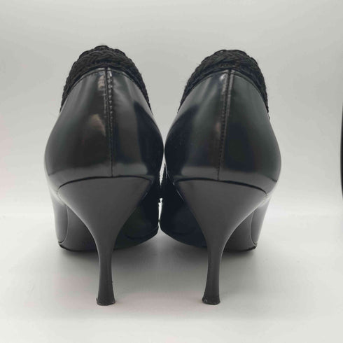プラダ PRADA レース ポインテッドトゥ リボン ヒールパンプス レディース EUR:36