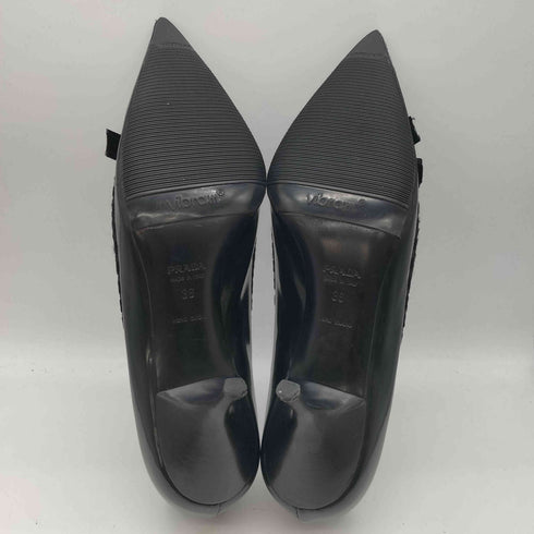 プラダ PRADA レース ポインテッドトゥ リボン ヒールパンプス レディース EUR:36