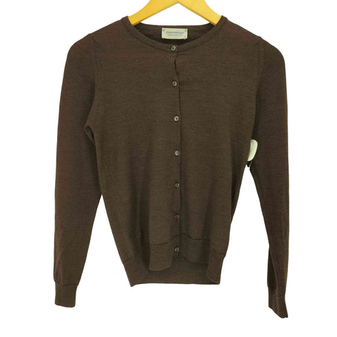 ジョンスメドレー JOHN SMEDLEY イングランド製 ウール100% クルーネック ニット カーディガン レディース import:S