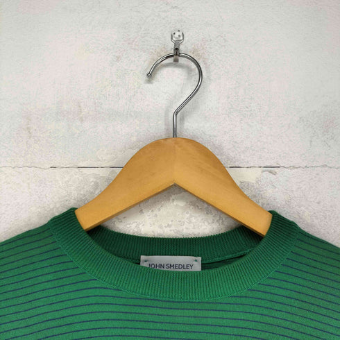 ジョンスメドレー JOHN SMEDLEY Made in England コットン クルーネック ボーダー 半袖 Tシャツ レディース XS
