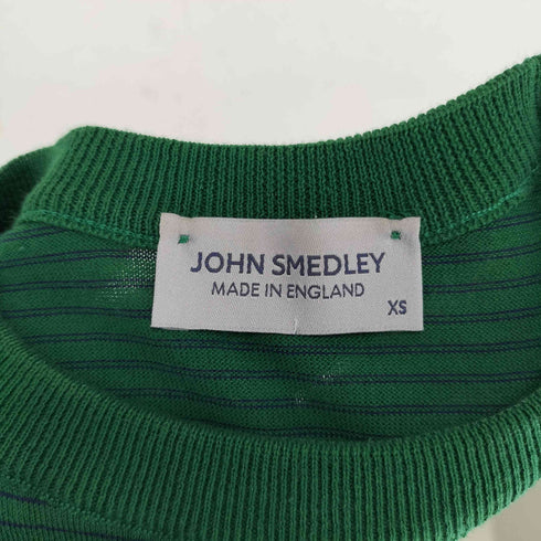 ジョンスメドレー JOHN SMEDLEY Made in England コットン クルーネック ボーダー 半袖 Tシャツ レディース XS