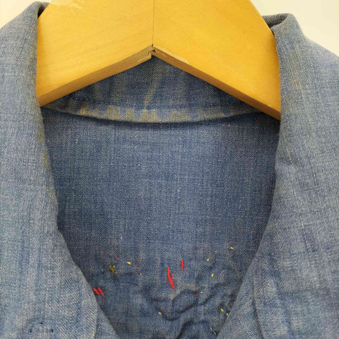 刺繍デザイン スナップボタン ウェスタンデニムシャツ メンズ