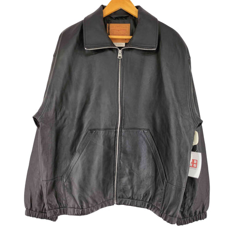 リーバイス Levis PREMIUM BLACK FULLZIP SPORTS LEATHER JACKET プレミアムブラックフルジップスポーツレザージャケット メンズ import:M