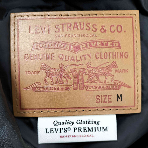 リーバイス Levis PREMIUM BLACK FULLZIP SPORTS LEATHER JACKET プレミアムブラックフルジップスポーツレザージャケット メンズ import:M