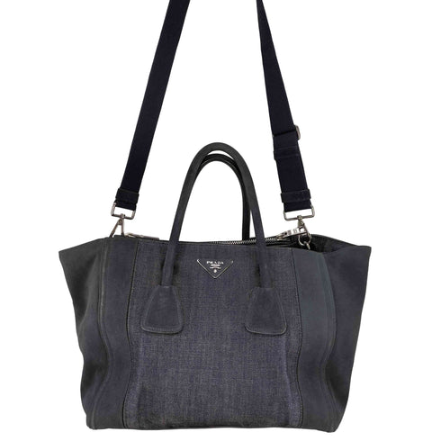 プラダ PRADA デニム スエード 切替 2WAY トートバッグ レディース