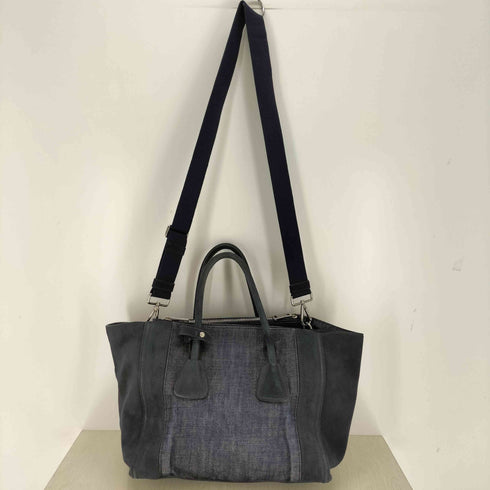 プラダ PRADA デニム スエード 切替 2WAY トートバッグ レディース