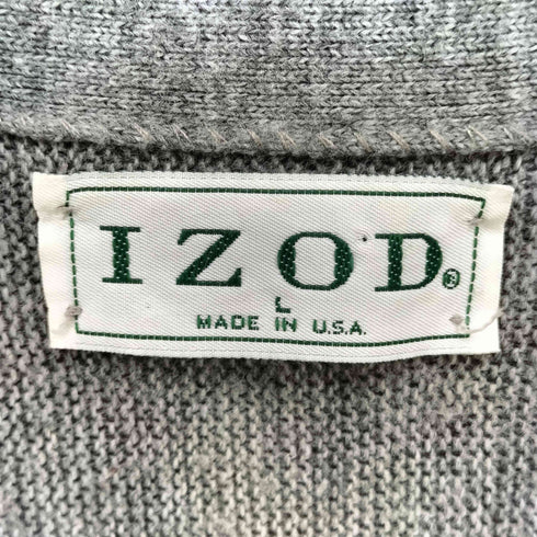 アイゾッド IZOD USA製 エンブレム刺繍 ニット カーディガン メンズ import:L
