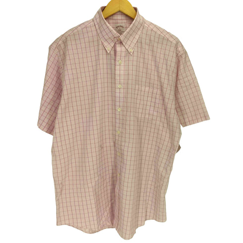 ブルックスブラザーズ 346 BROOKS BROTHERS NON-IRON 千鳥格子 ポケット ボタンダウン 半袖シャツ メンズ 16 1/2