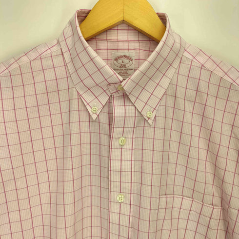 ブルックスブラザーズ 346 BROOKS BROTHERS NON-IRON 千鳥格子 ポケット ボタンダウン 半袖シャツ メンズ 16 1/2