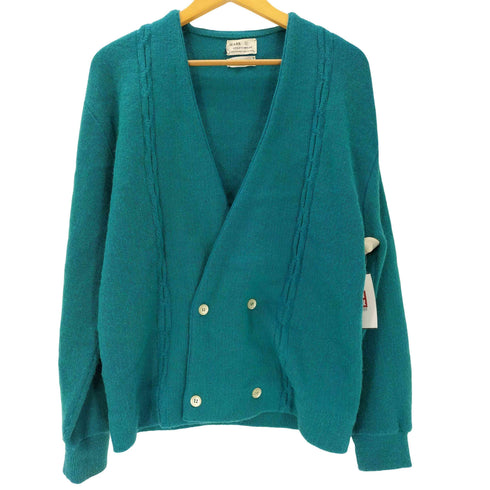 シアーズローバック SEARS ROEBUCK&CO SPORTWEAR 50-60S モヘア アクリル ダブル ブレスト カーディガン vintage ヴィンテージ ターコイズ ブルー メンズ import:L