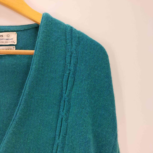 シアーズローバック SEARS ROEBUCK&CO SPORTWEAR 50-60S モヘア アクリル ダブル ブレスト カーディガン vintage ヴィンテージ ターコイズ ブルー メンズ import:L