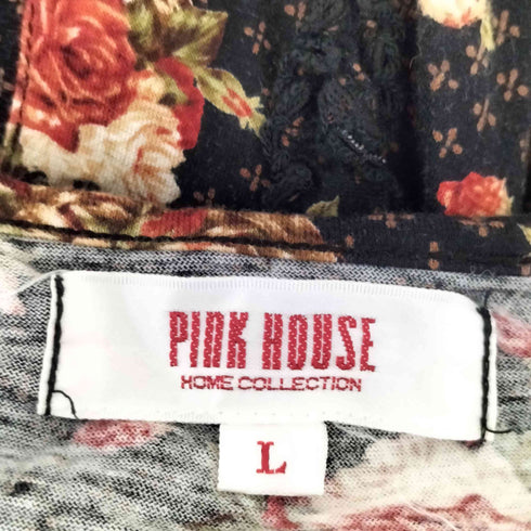 ピンクハウス PINK HOUSE 花柄 フリルデザイン 長袖ワンピース レディース L