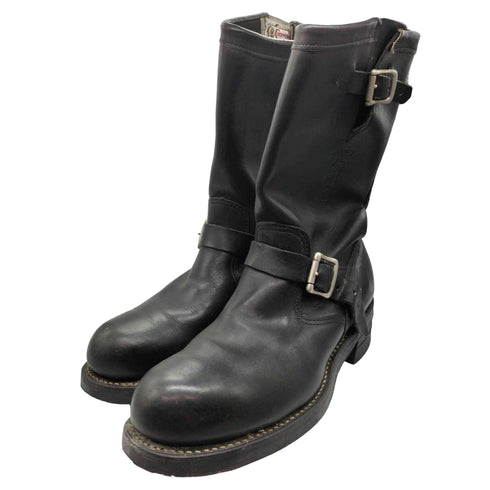 チペワ CHIPPEWA USA製 白タグ 27863 Leather engineer boots ブラック レザー エンジニア ブーツ vibram ソール メンズ US:8