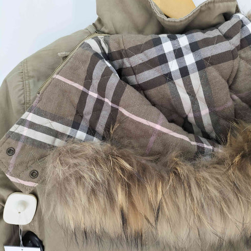 バーバリーブルーレーベル BURBERRY BLUE LABEL モッズコート 裏地キルティング タヌキファー レディース JPN:38