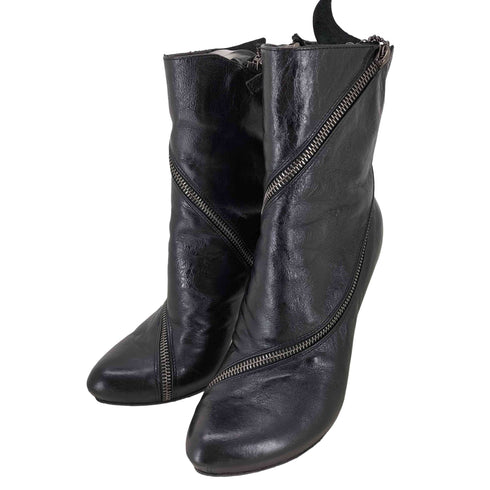 アレキサンダーマックイーン Alexander McQueen スパイラルジップ レザー ヒール ショートブーツ レディース 36