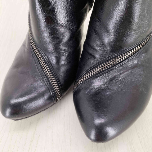 アレキサンダーマックイーン Alexander McQueen スパイラルジップ レザー ヒール ショートブーツ レディース 36