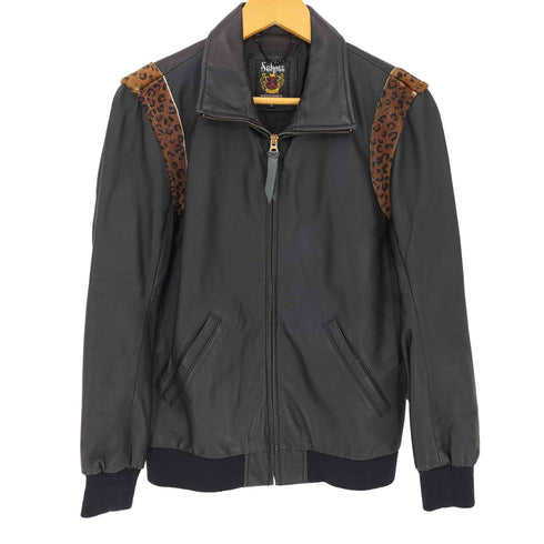 ショット Schott シープレザー レオパード ハラコ切替 スタンドカラー ジップアップジャケット メンズ import:S