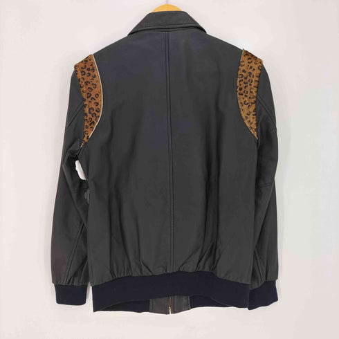 ショット Schott シープレザー レオパード ハラコ切替 スタンドカラー ジップアップジャケット メンズ import:S