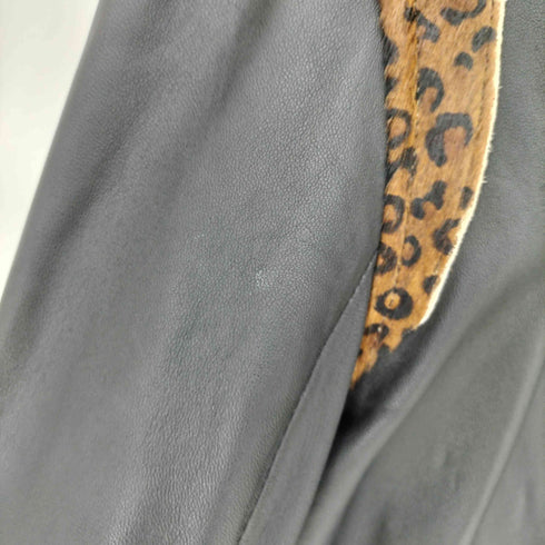 ショット Schott シープレザー レオパード ハラコ切替 スタンドカラー ジップアップジャケット メンズ import:S