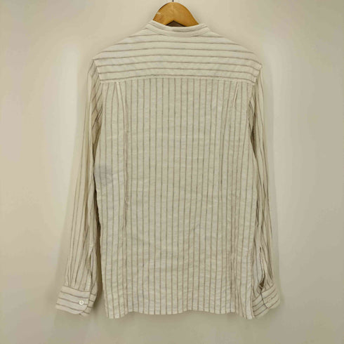 アニエスベーオム Agnes b.homme リネン混 バンドカラー プルオーバー ストライプシャツ メンズ FR:38