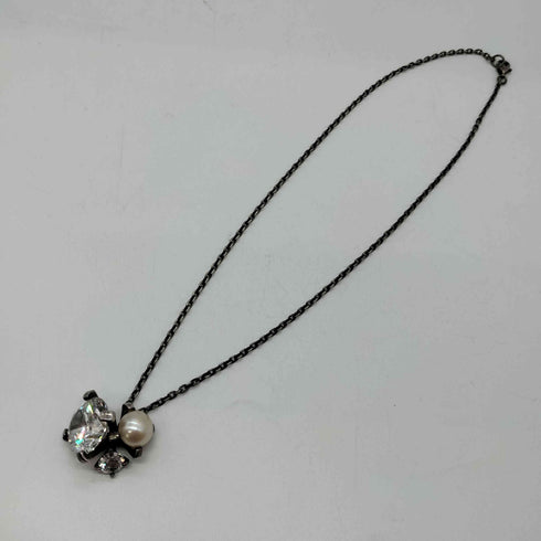 イーエム e.m. SILVER刻印 ジルコニア パール シルバー ネックレス レディース
