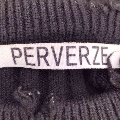 パーバーズ PERVERZE ダメージ加工 クロップド リブ クルーネックニット レディース FREE