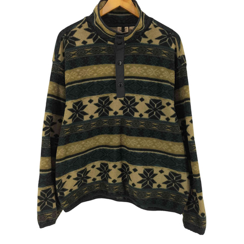 ウールリッチ WOOLRICH 90~00S USA製 総柄 スナップT フリース プルオーバー メンズ XL