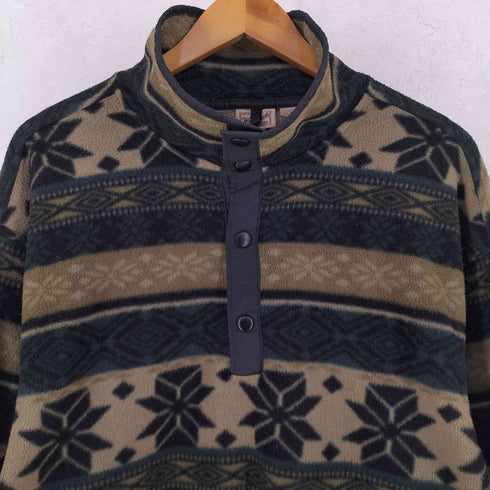 ウールリッチ WOOLRICH 90~00S USA製 総柄 スナップT フリース プルオーバー メンズ XL