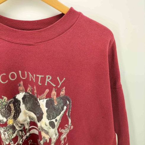 00s Hanes ボディ 2枚タグ COUNTRY CHRISTMAS アニマル プリント スウェット メンズ import:XL