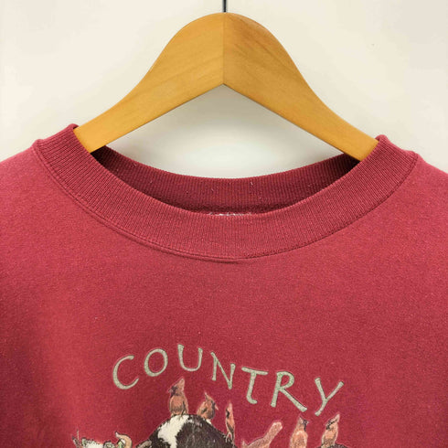 00s Hanes ボディ 2枚タグ COUNTRY CHRISTMAS アニマル プリント スウェット メンズ import:XL