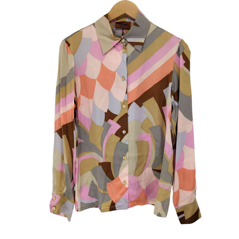 ミッソーニ MISSONI MADE IN ITALY 総柄シルク L/S シャツ レディース JPN:11号