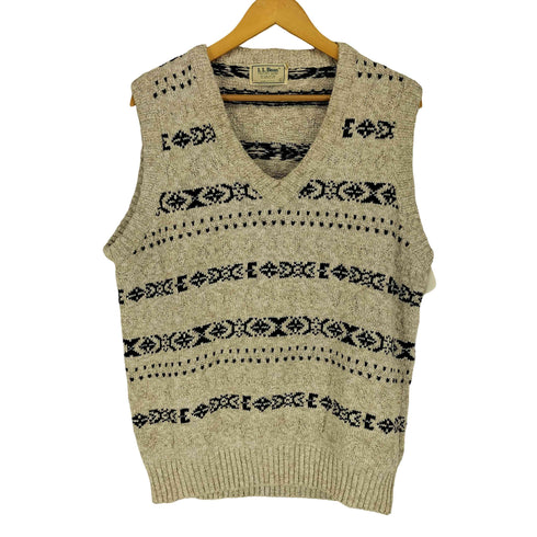 エルエルビーン L.L.Bean 80S ノルディック柄 ノースリーブ Vネック ニット ベスト メンズ L