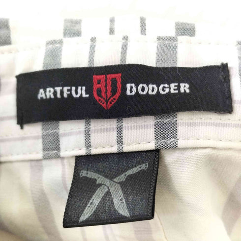 ARTFUL DODGER ロゴプレート 刺繍 ダブルフラップポケット スナップボタン チェック シャツ メンズ