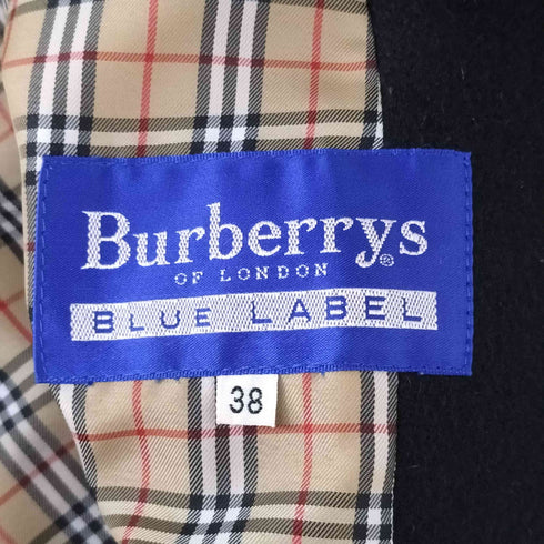 バーバリーブルーレーベル BURBERRY BLUE LABEL 90S 裏地ノバチェック ウールナイロン メルトンショートジャケット レディース EUR:38