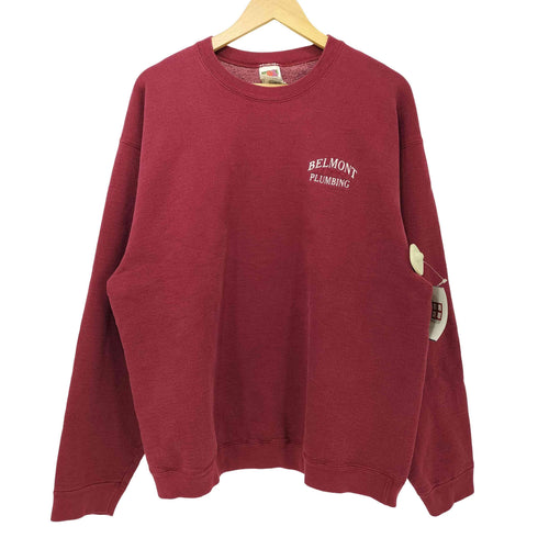 フルーツオブザルーム FRUIT OF THE LOOM 90s ロゴ刺繍 コットン 裏起毛 クルーネックスウェット メンズ import:XL